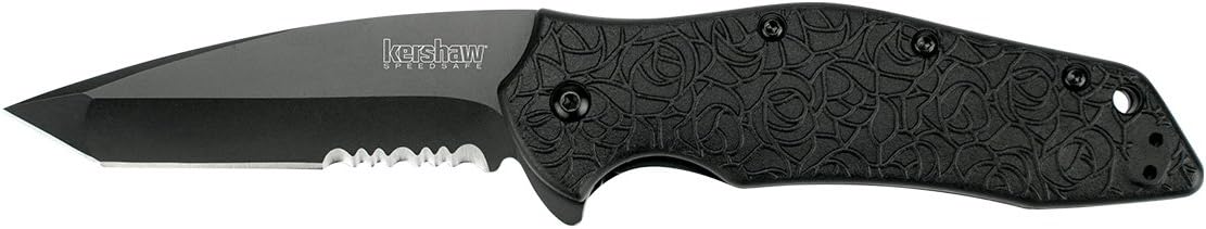 Kershaw Kuro Tanto Assisted Opening Knife (3.125" Black Serr) 1835TBLKST