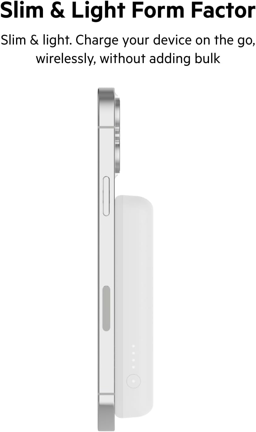 Belkin Portable Charger, Wireless Power Bank 5000 mAh MagSafe Charger 7.5W