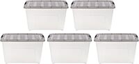 IRIS USA 53 Quart Stack & Pull Clear Storage Box, Gray, 5 Pack