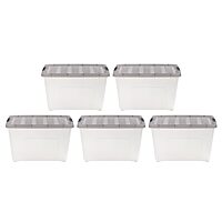 IRIS USA 53 Quart Stack & Pull Clear Storage Box, Gray, 5 Pack