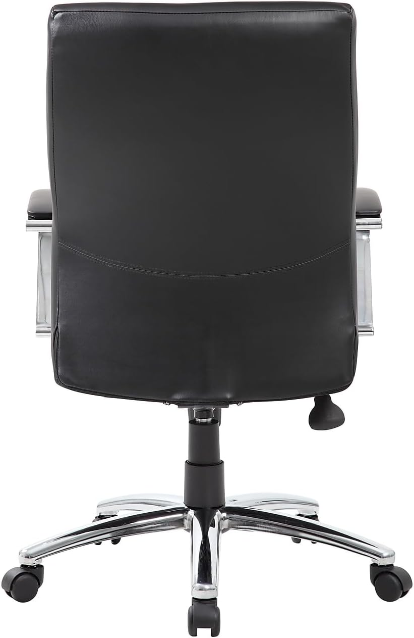 Boss Office Products Ergonomic High-Back LeatherPlus Executive Chair, Black