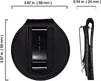 PERFECT FIT SHIELD WALLETS Round Belt Clip Badge Holder with Pocket and Chain