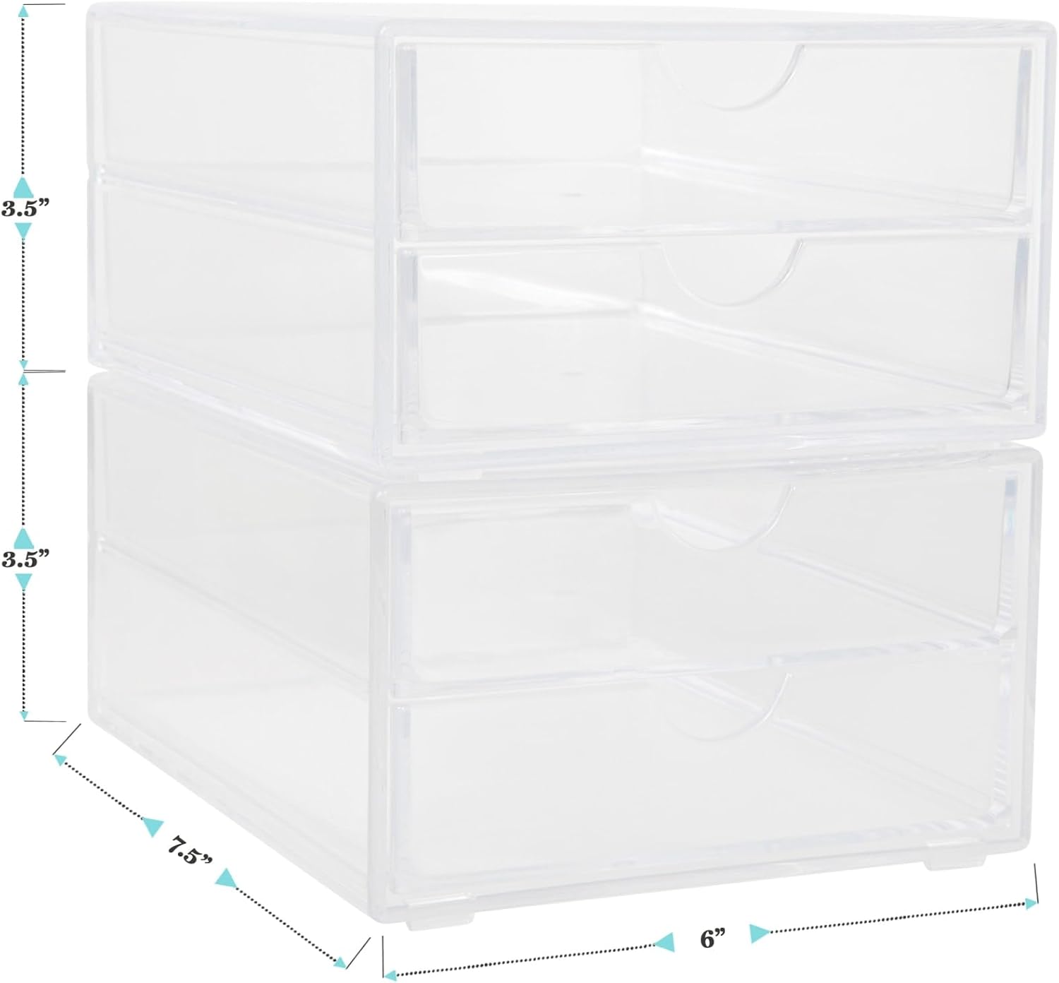 Martha Stewart Brody Desk Organizer with Drawers, Stackable Plastic Storage Box
