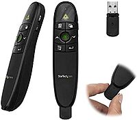 StarTech.com Wireless Presentation Remote with Green Laser Pointer - 90 ft. (27 m) - USB Presentation Clicker for Mac and Windows, TAA (PRESREMOTEG)