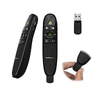 StarTech.com Wireless Presentation Remote with Green Laser Pointer - 90 ft. (27 m) - USB Presentation Clicker for Mac and Windows, TAA (PRESREMOTEG)