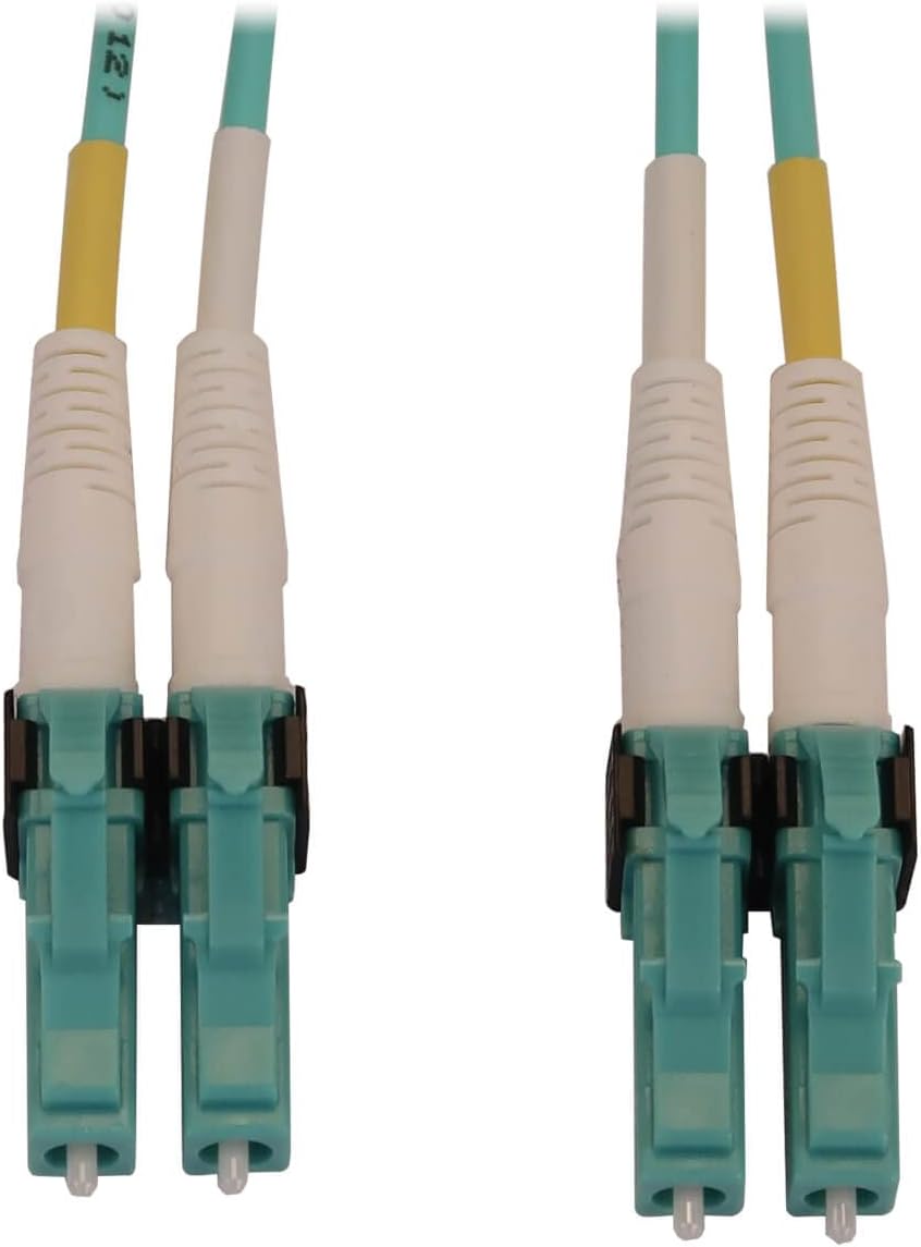 Tripp Lite Switchable Fiber Cable, 400G Duplex Multimode 50/125 OM4 (LC Duplex-PC/LC Duplex-PC), Round LSZH Jacket, Aqua