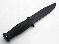 Ka-Bar Kraton Handled Straight Edge Mark 1 Knife , BLACK, 9 3/16-Inch