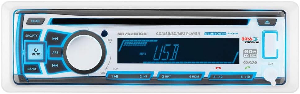 Boss Audio MR762BRGB Single DIN Bluetooth Enabled In-Dash Marine Receiver