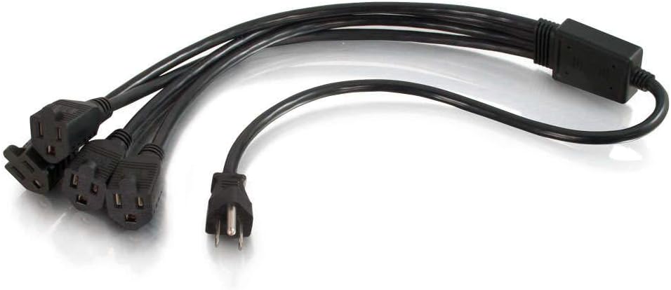 C2G Power Splitter Cord (Power Squid), 16 AWG, Black