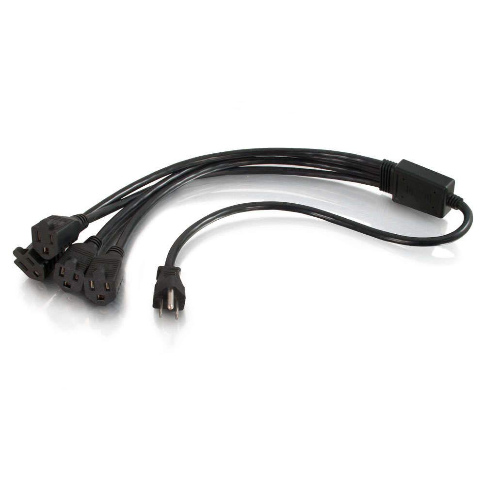 C2G Power Splitter Cord (Power Squid), 16 AWG, Black