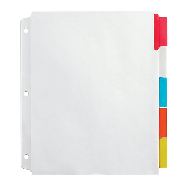 Office Depot Insertable Extra-Wide Dividers with Big Tabs, Assorted Colors, 5-Tab, OD14793