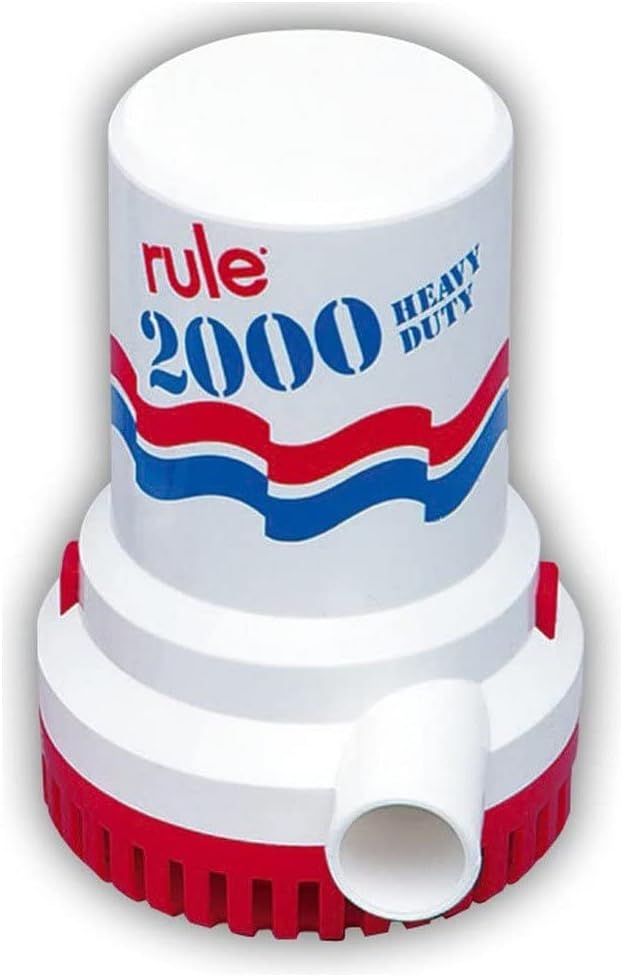 Rule 12 Marine Bilge Pump, 2000 Gallon Per Hour, Non-Automatic, 24 Volt DC, White/Blue