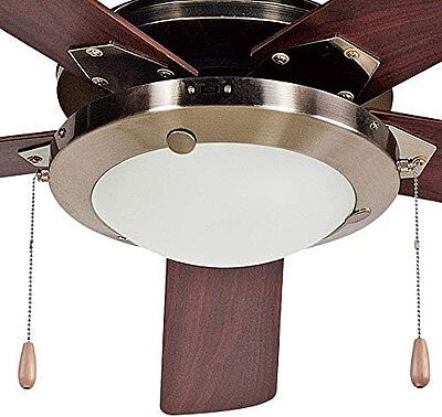 Black+Decker BCF5211 52-Inch 5-Bladed Pull Chain Brushed Nickel Ceiling Fan - 5 Blades - 52in Diameter - 3 Speed - Adjustable Airflow - Glass, Nickel