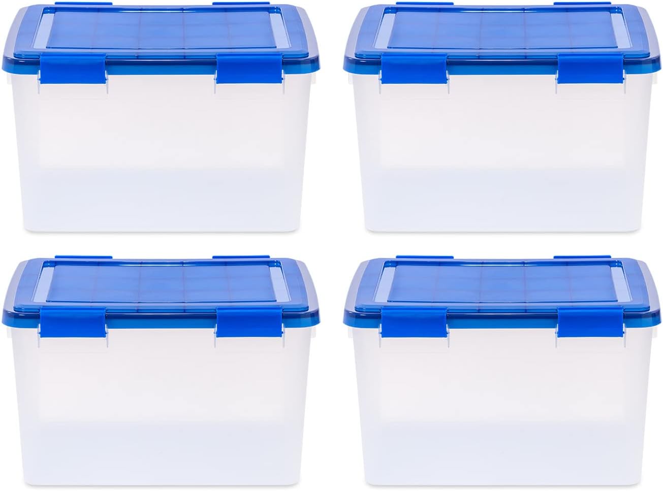 IRIS USA 4Pack 46.6qt WEATHERPRO Airtight Plastic Storage Bin with Lid and Seal and Secure Latching Buckles