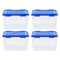 IRIS USA 4Pack 46.6qt WEATHERPRO Airtight Plastic Storage Bin with Lid and Seal and Secure Latching Buckles
