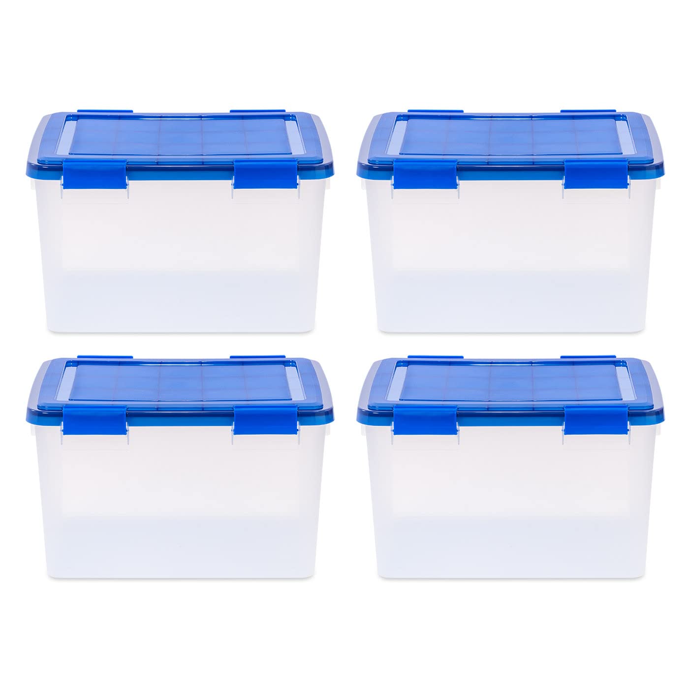 IRIS USA 4Pack 46.6qt WEATHERPRO Airtight Plastic Storage Bin with Lid and Seal and Secure Latching Buckles
