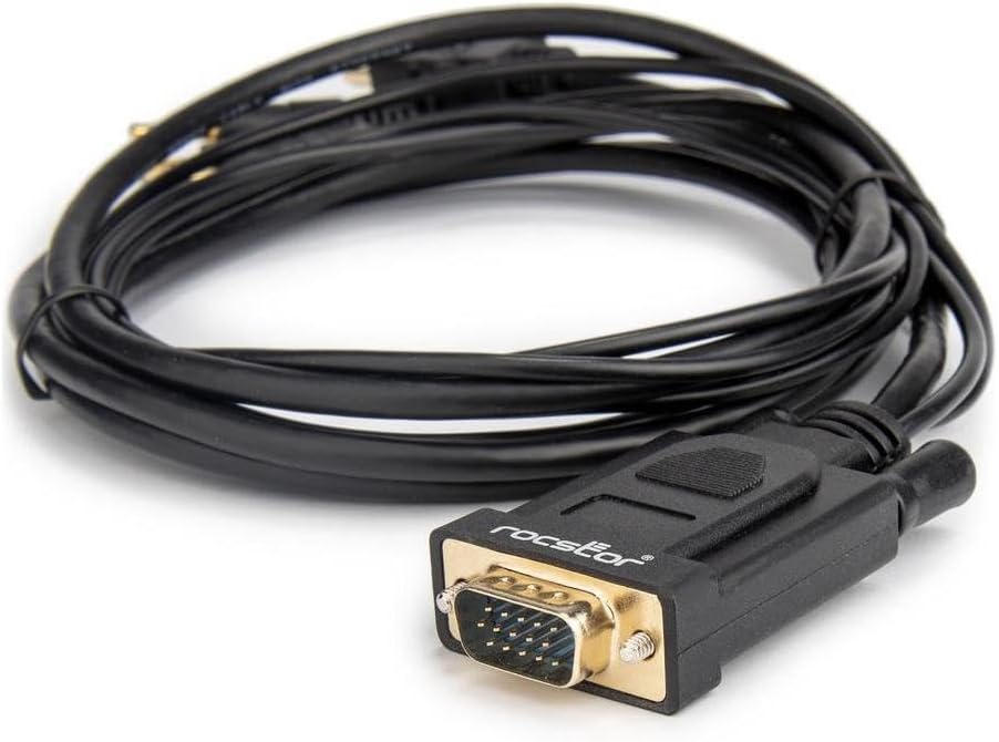Rocstor Premium 6ft VGA to HDMI Converter Cable with Power and Audio Support M/M - Compatible with Computers, pc, Desktop