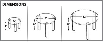 Azar Displays 3-Piece Acrylic Round Riser Set, 4inH, 6inH, 8inH, Clear