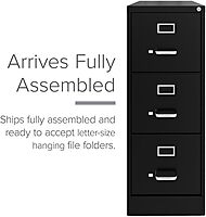 Hirsh 22-in Deep 3 Drawer - Letter Width - Vertical Metal File Cabinet - Black - Commercial Grade - Fully Assembled