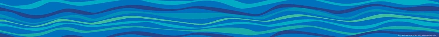 Barker Creek Double-Sided Border, Sea & Sky Whales, Trim Out Bulletin Boards and Create Colorful Displays with 70' of