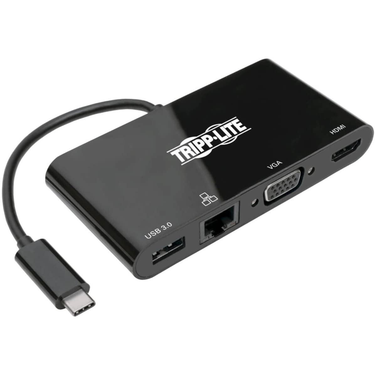 Tripp Lite USB-C Hub with 4K HDMI, 1080P VGA, Gigabit Ethernet, USB-A 3.0, Thunderbolt 3, DisplayPort Alt Mode, 5 Gbps