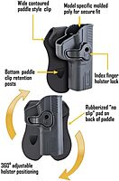 CALDWELL OWB Molded Retention Holsters with Heavy Duty Poly Construction, Adjustable Positioning and Paddle Clip