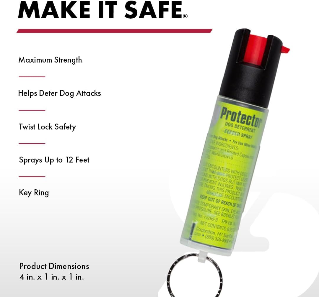 SABRE Protector Dog Spray with Key Ring, 14 Bursts, 12-Foot Range