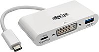 Tripp Lite USB C to DVI Multiport Video Adapter Converter 1080p w/ USB-A Hub & USB-C PD Charging Port