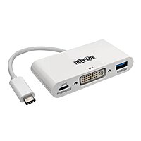 Tripp Lite USB C to DVI Multiport Video Adapter Converter 1080p w/ USB-A Hub & USB-C PD Charging Port