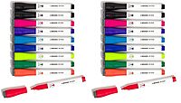 U Brands Low-Odor Dry-Erase Markers with Erasers, Medium (2mm) Point, Assorted Colors, Pack of 10