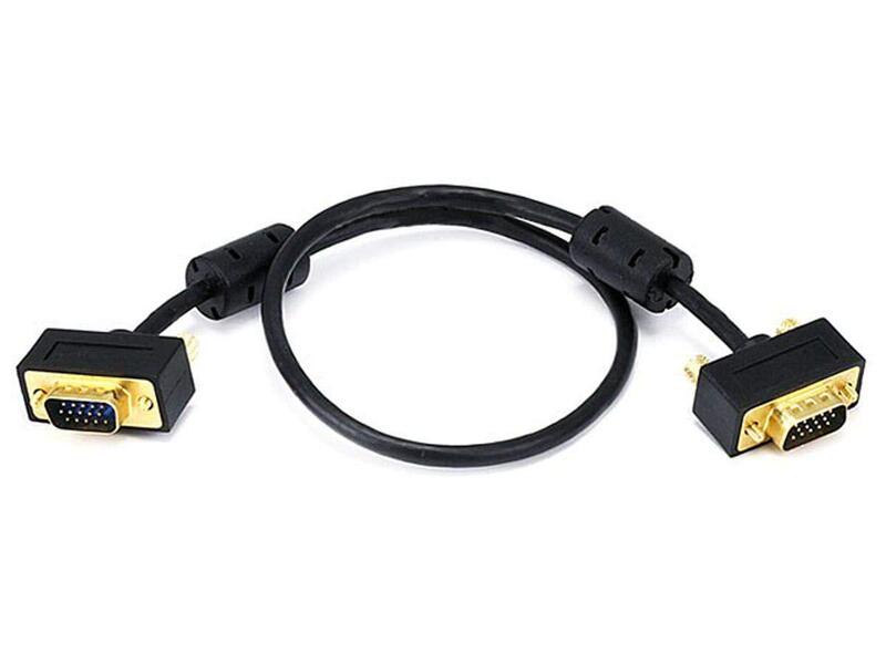 Monoprice Ultra Slim SVGA Super VGA Male-to-Male Monitor Cable with Ferrites and Gold-Plated DE-15 Connectors