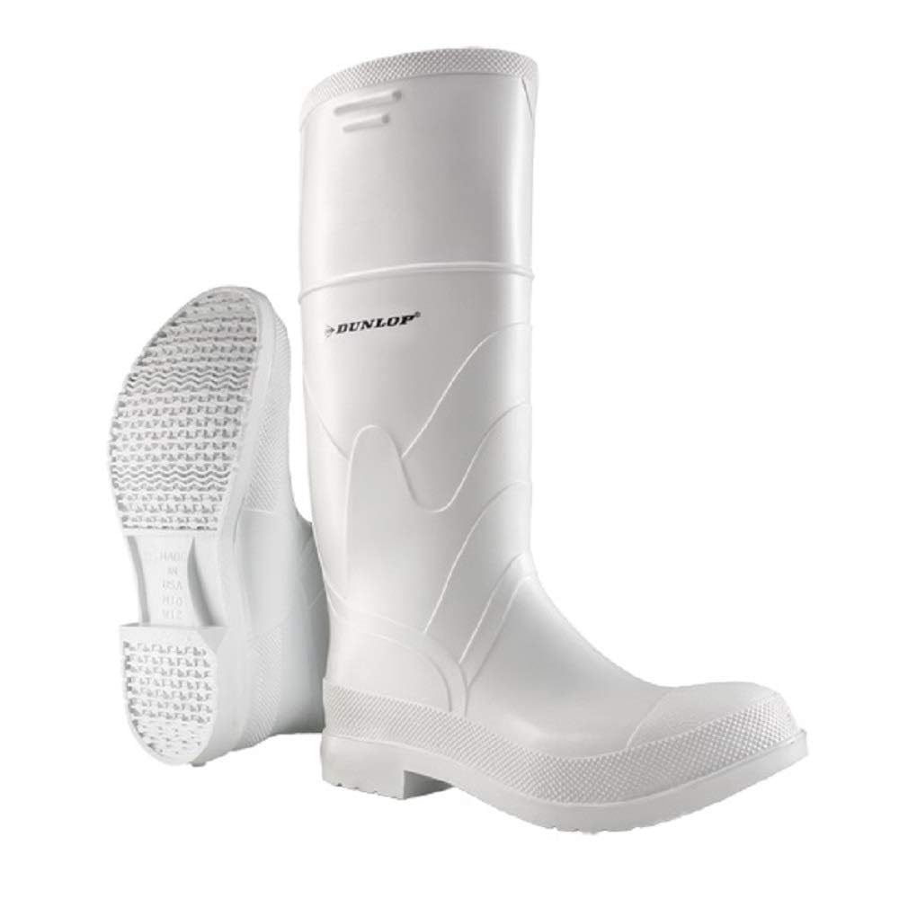 DUNLOP Protective Footwear,Steel Toe White Safety Lock, 100% Waterproof PVC, Lightweight and Durable Protective Footwear