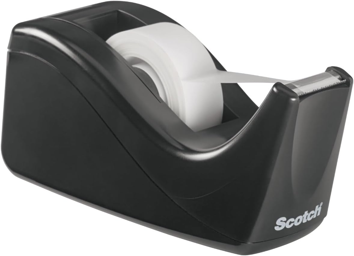 Scotch Desktop Tape Dispenser, Black Two-Tone, 1 Dispenser/Pack (C60-BK) Up To 3/4 In