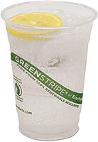 ECO PRODUCTS GreenStripe Cold Cups, 16 Oz, Clear/Green Stripe, 50 Cups Per Pack, Set Of 20 Packs