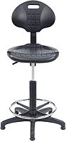 National Public Seating 6700 Series Kangaroo Polyurethane Task Stool, 22 to 32in Seat Height, Black