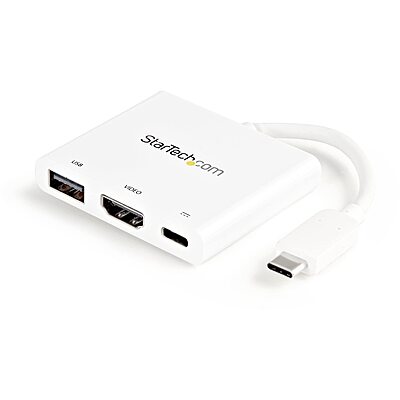 StarTech.com USB-C to HDMI Adapter - White - 4K 30Hz - Thunderbolt 3 Compatible - with Power Delivery (USB PD) - USB C Dongle (CDP2HDUACPW) 0.4" x 2" x 2.4" Power Delivery