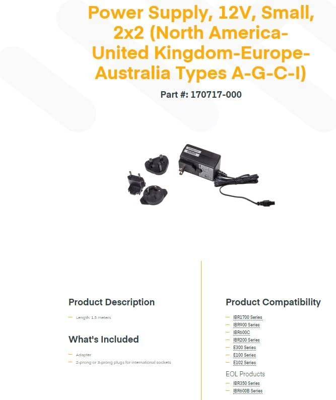International Power Adapter for COR IBR900/ IBR950