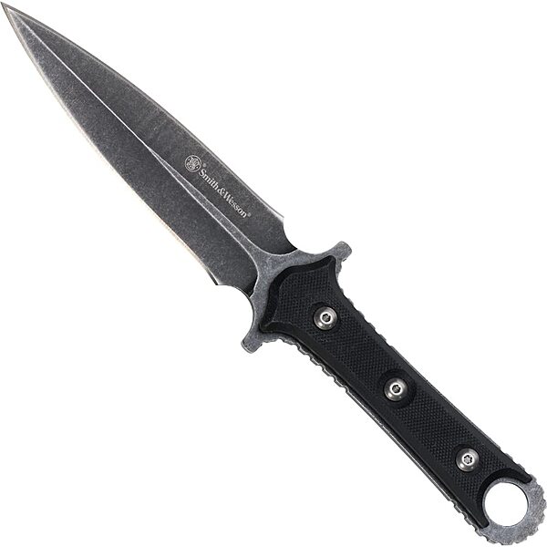 Smith & Wesson SWF606 8.6in High Carbon S.S. Full Tang Fixed Blade Knife with 4.4in Duel Edge Blade and TPE Handle for Outdoor, Tactical, Survival and EDC
