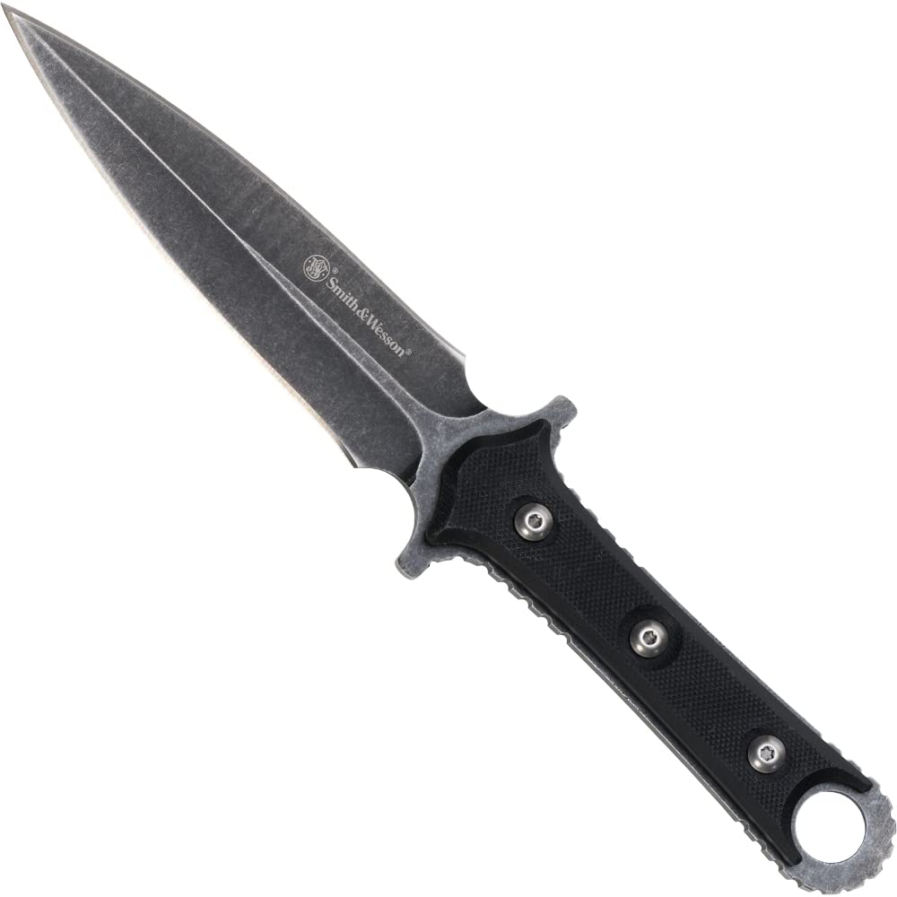 Smith & Wesson SWF606 8.6in High Carbon S.S. Full Tang Fixed Blade Knife with 4.4in Duel Edge Blade and TPE Handle