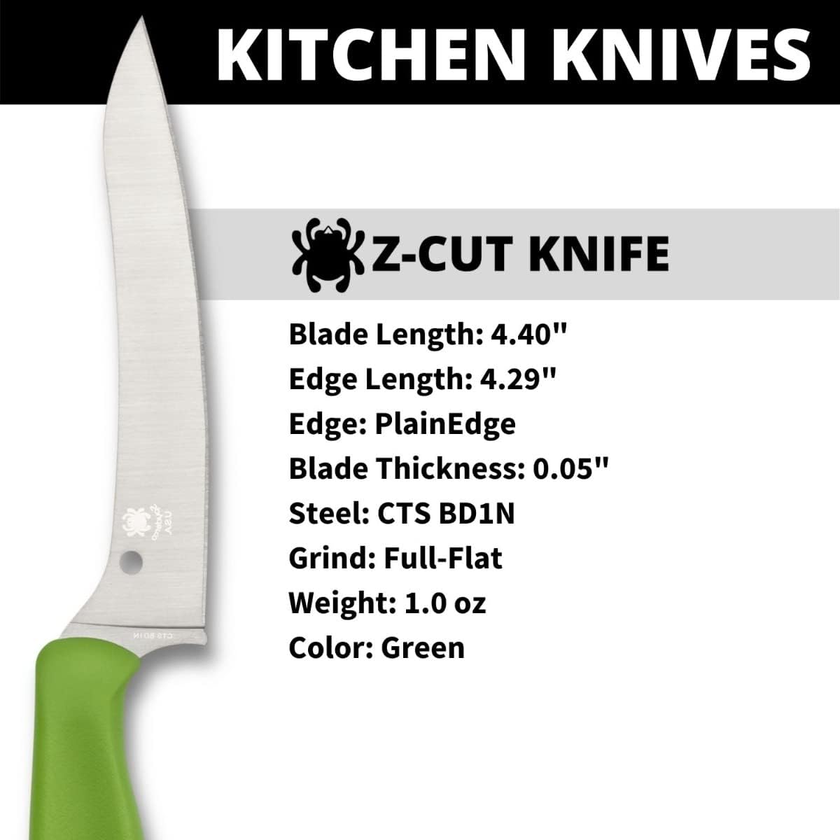 SPYDERCO Z-Cut Kitchen Knife with CTS BD1N Stainless Steel Blade