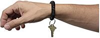 Universal Wrist Coil Plus Key Ring, Plastic, Black, 6/Pack
