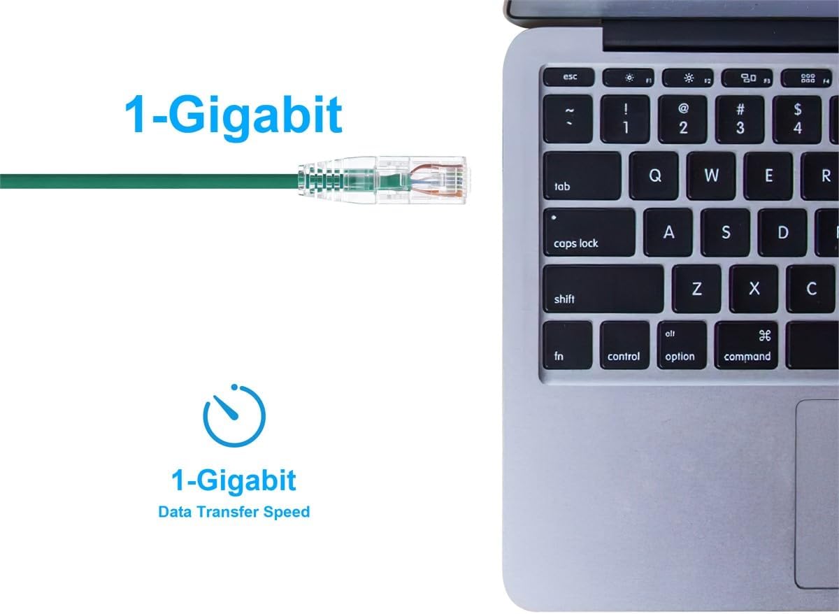 Monoprice Cat6 Ethernet Patch Cable - Snagless, Stranded, 550MHz, UTP, CMR Rated, 28AWG, 3 Feet, Green - SlimRun Series