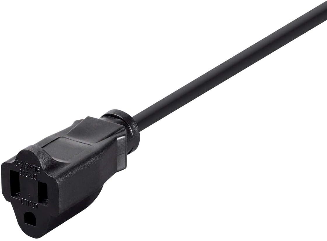 Monoprice Extension Cord - NEMA 5-15P to NEMA 5-15R, 14AWG, 15A/1875W, 3-Prong, Black