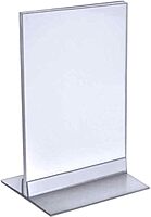Azar Displays 102733 Clear Acrylic Double Sided Sign Holder 5.5" x 8.5" Vertical/Horizontal with T Strip, 10-Pack