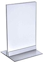 Azar Displays 102733 Clear Acrylic Double Sided Sign Holder 5.5" x 8.5" Vertical/Horizontal with T Strip, 10-Pack