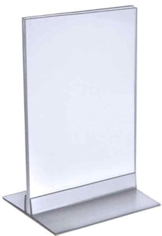 Azar Displays 102733 Clear Acrylic Double Sided Sign Holder 5.5" x 8.5" Vertical/Horizontal with T Strip, 10-Pack