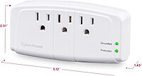 CyberPower CSB300W Essential 3 - Outlet Surge with 900 J - Clamping Voltage 800V, NEMA 5-15P, Wall Tap, EMI/RFI Filtration, White, Lifetime Warranty