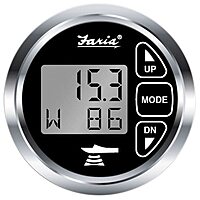 Faria 13752 Chesapeake Stainless Steel Depth Sounder with Air and Water Temperature (Transom Mounted Transducer) - 2", Black