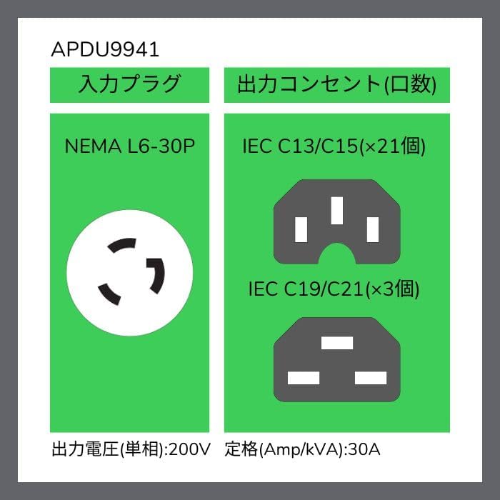 APC NetShelter Switched Rack PDU, 9000 Series, APDU9941, 0U Vertical, 200V-240V, 30A, NEMA L6-30P, 9.8' Cord, Black