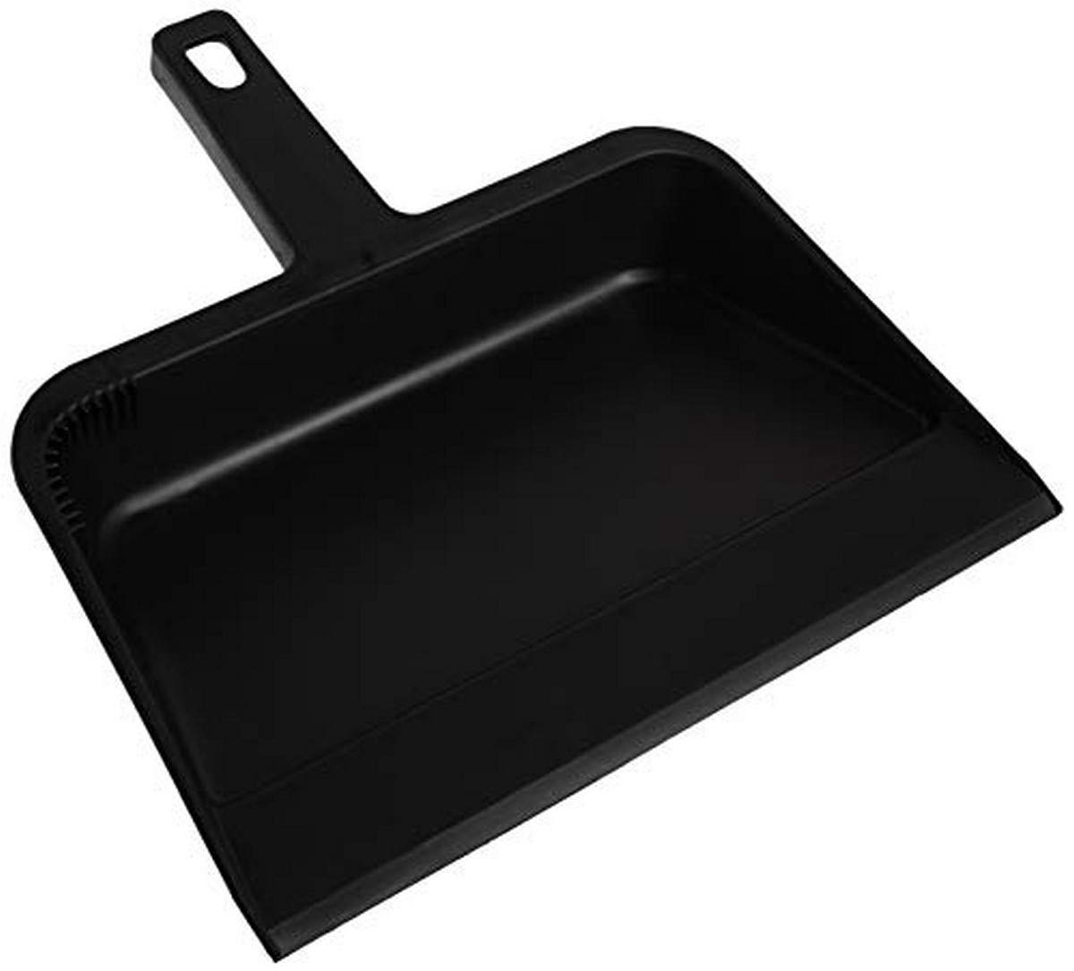 Genuine Joe 12" Heavy-Duty Plastic Dust Pan – Durable Black Design for Home & Commercial Cleaning